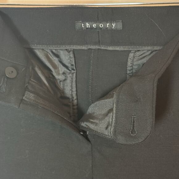 Theory Black Wide Leg Pants Trousers Size 32/29 mid Slant Pockets Career Dress - Picture 6 of 7